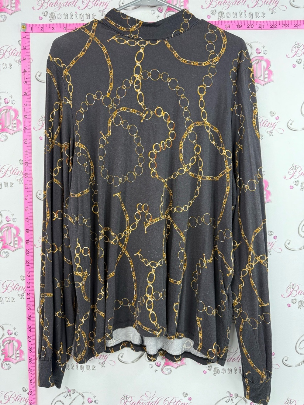 Soyaconcept shirt chains link gold Black Long-Sleeve Chain Print Blouse